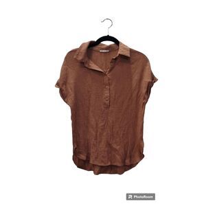 Mine clay collared‎ short sleeve top